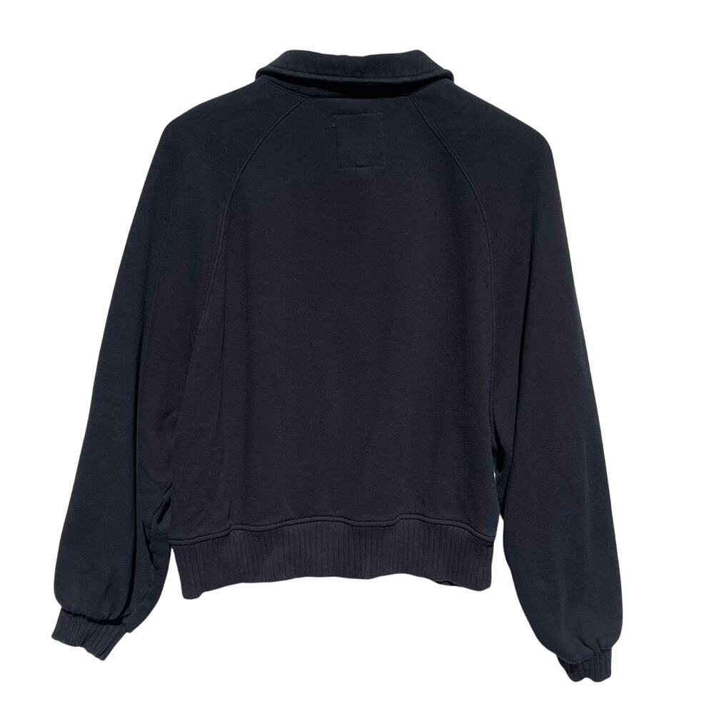 AERIE Women’s 1/4 Snap Pull On Oversized Black Sweatshirt medium - Picture 4 of 4